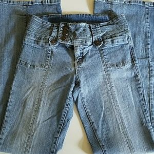 wet flare jeans